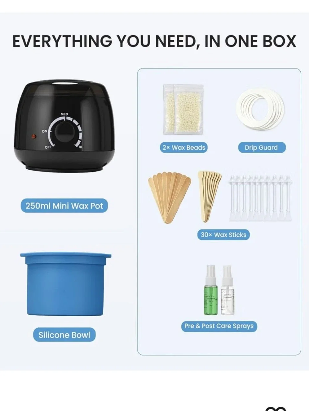 Mini Hard Wax Kit, 250ml At Home Waxing Kit for Hair Removal